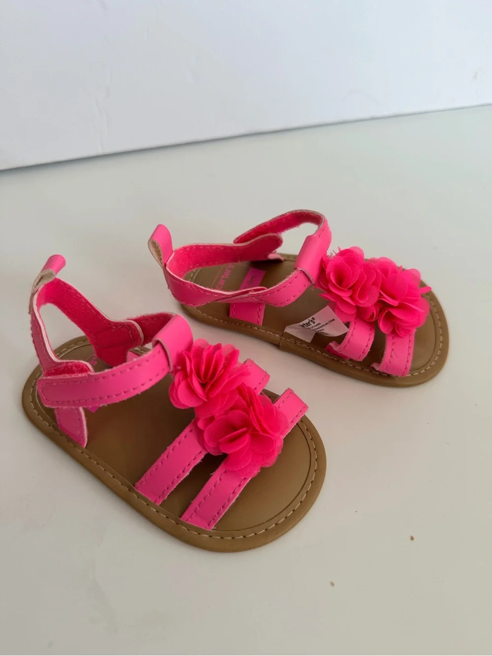 Baby Bright Pink Floral Strap Sandals